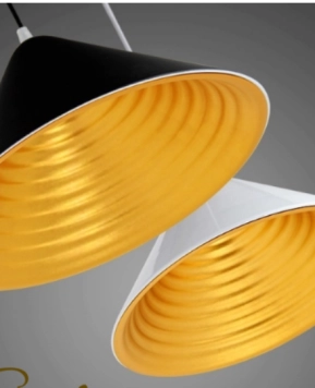 Chao đèn thả chóa mạ đồng 2 lớp hình CHIẾC NÓN KHP TH0027