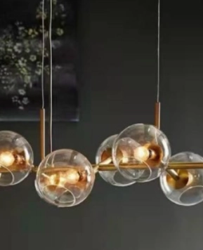 BỘ ĐÈN THẢ TRẦN CHÓA THỦY TINH MÀU TRÀ KHP TH0041