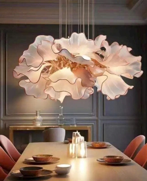 Đèn thả vải hoa mẫu đơn VT170725